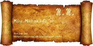 Miu Malakiás névjegykártya